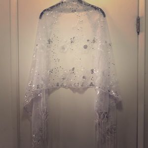 White scarf, shawl, belt